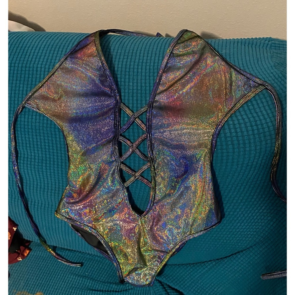 IHeartRaves rainbow dragon bodysuit